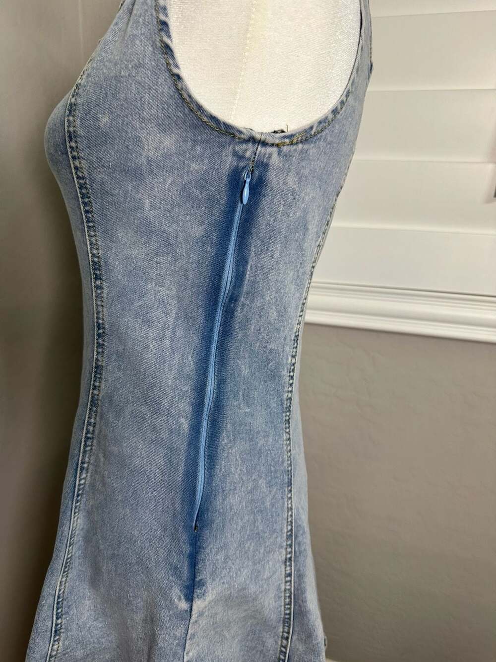 Shein Teen Light Wash Denim Mini Dress - Picture 4 of 5